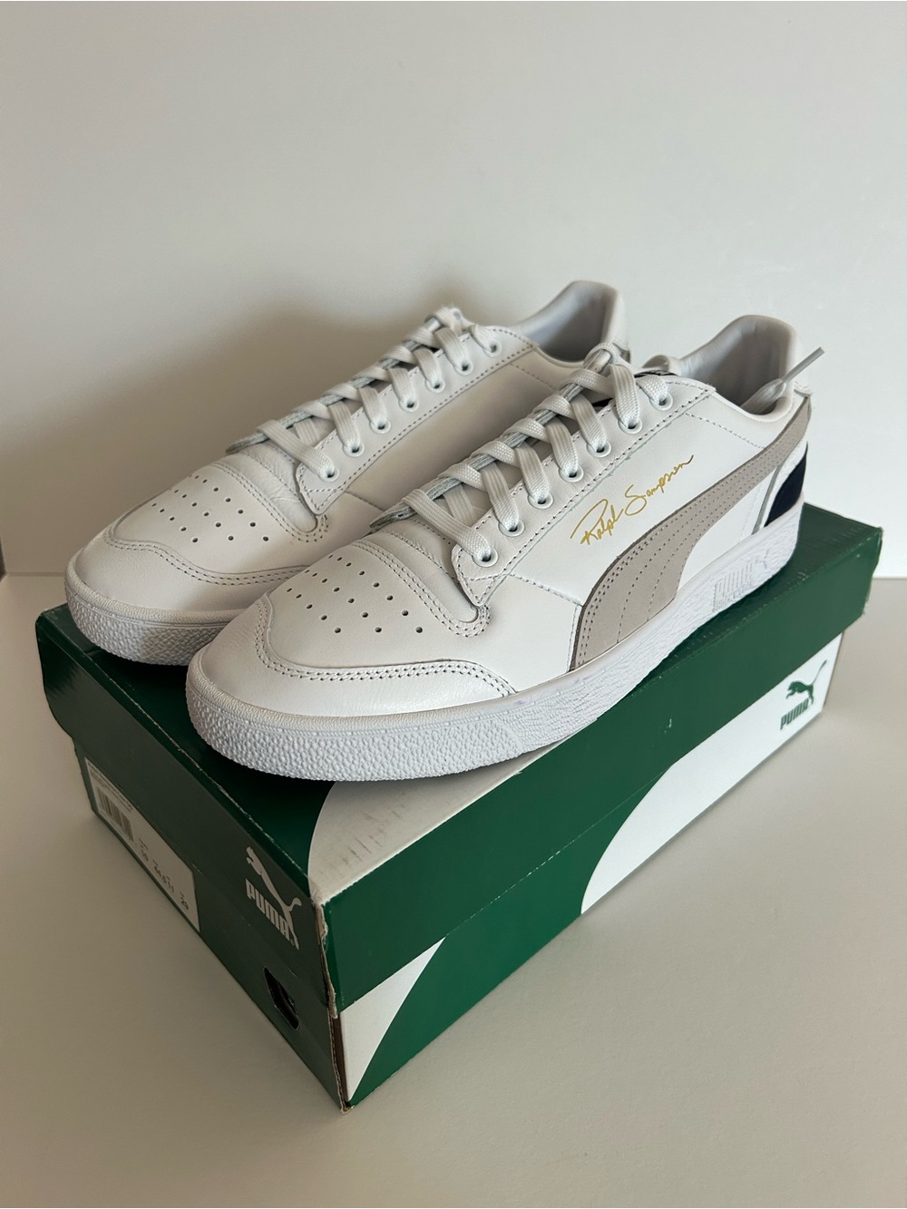 Puma White & Gray Ralph Sampson Signature Sneakers